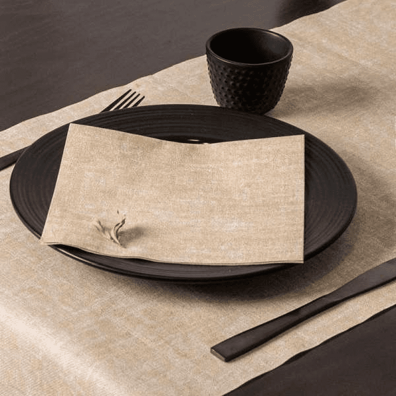 Premium Bio Serviette "Sahara", 40x40 cm, Airlaid, 1/4 Falz, champagner / weiß, (8x50 Stk.)