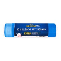 Abfallsack, 120 L, blau, HDPE, 70x100 cm, Zugband, easy, 20 my, 10 Stk.
