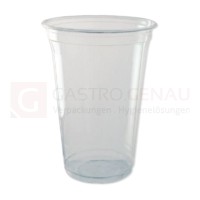 Bio Getränkebecher, PLA, 400 ml, klar, Eichstrich, Schaumrand, 70 Stk -kühl lagern-