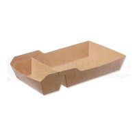 Pappschale, eckig, 17,5x9,5x3,3 cm, braun, Frischfaser, Dipfach, 100 Stk.