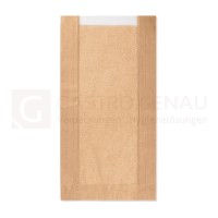 Sichtstreifenbeutel, 16+8x32 cm, Kraftpapier, braun, glatte Folie, 1000 Stk.