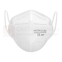 FFP2 Atemschutzmaske, weiß, 5lagig, Nasenbügel, elastische Ohrschlaufen, einzeln verpackt, 10x1 Stk.