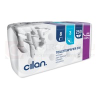 Cilan Toilettenpapier, 3lagig, Zelltuch, hochweiß, 9x8 Rollen, 250 Blatt
