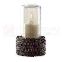 Miracle Lampe, Nour rattan dunkel, Glas kristall, Zierhülle weiß, 60 A