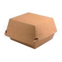 Bio Hamburgerbox Nature, Frischfaserkarton, 110x110x80 mm, braun / weiß, Klappdeckel, 75 Stk.