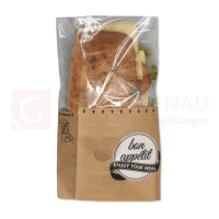 Snackbag S, Sichtfenster und Aufreißperforation, fettdicht, braunes Papier/PET, Selbstklebeverschluss, 1000 Stk.