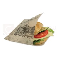 Hamburgerbeutel / Snacktüte, Pergamentersatzpapier, 15x17 cm, braun, bedruckt „Lekkerbekken“, 1000 Stk.