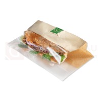 Sandwichbeutel PaperWise, Kraft / PLA-Sichtfenster halb/halb, 280x100x20x30 mm, 500 Stk. -kühl lagern-