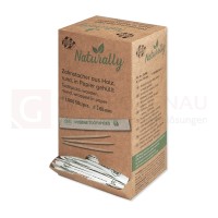 Bio Zahnstocher, Birken-Holz, einzeln in Papier gehüllt, 65 mm, Spenderbox, 1000 Stk.