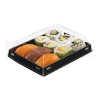 Sushitray Luxifood, Kraftpapier/PE, schwarz, 147x112x20 mm (BxTxH), FSC, 400 Stk.