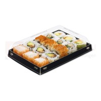 Sushitray Luxifood, Kraftpapier/PE, schwarz, 180x125x20 mm (BxTxH), FSC, 400 Stk.