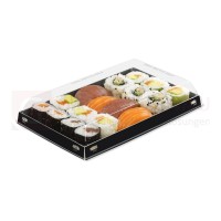 Sushitray Luxifood, Kraftpapier/PE, schwarz, 210x130x20 mm (BxTxH), FSC, 400 Stk.