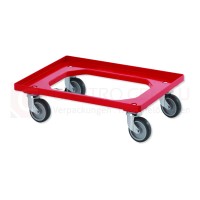 Transport-Roller, Kunststoff, verkehrsrot, 4 Lenk-Gummiräder