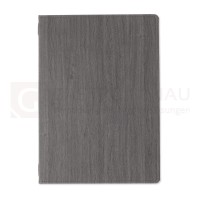 Speisekarte, Serie Wood, Kunstleder, Ebenholz, A4, Kordel schwarz, 1 Doppelfolie